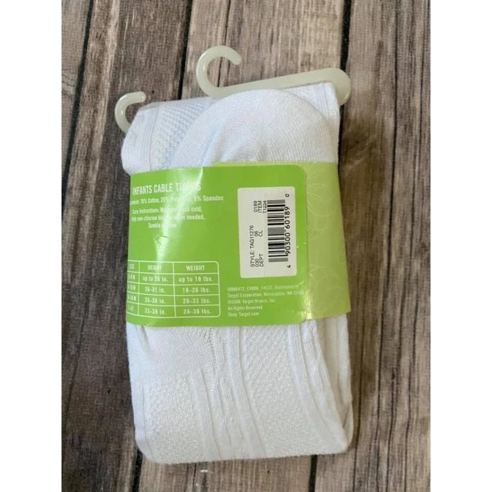 New Circo Cable Knit Sweater Tights Infant Girls 18M 24M White Long Socks Cotton